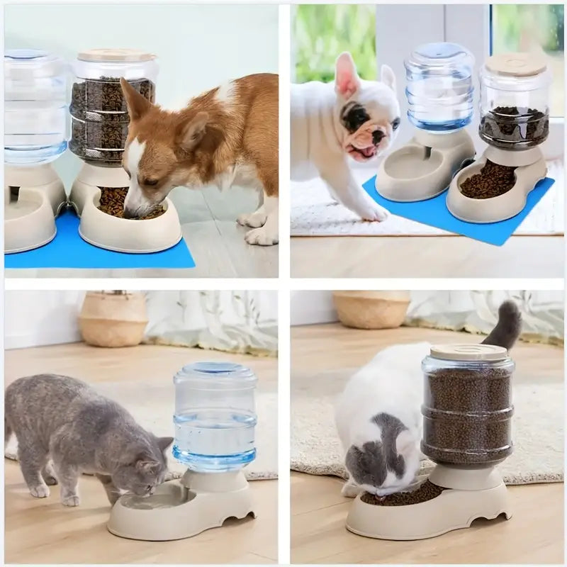 Large Capacity Transparent Pet Feeder/Water Fountain, Water/Food
