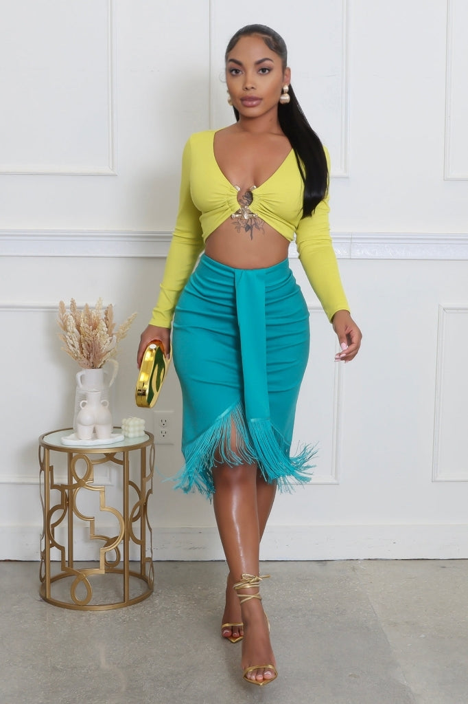 Jaded Fringe Skirt